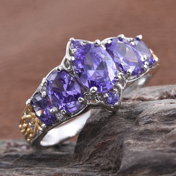 Jewelry - Simulated Amethyst, Simulated Diamond ION Plated